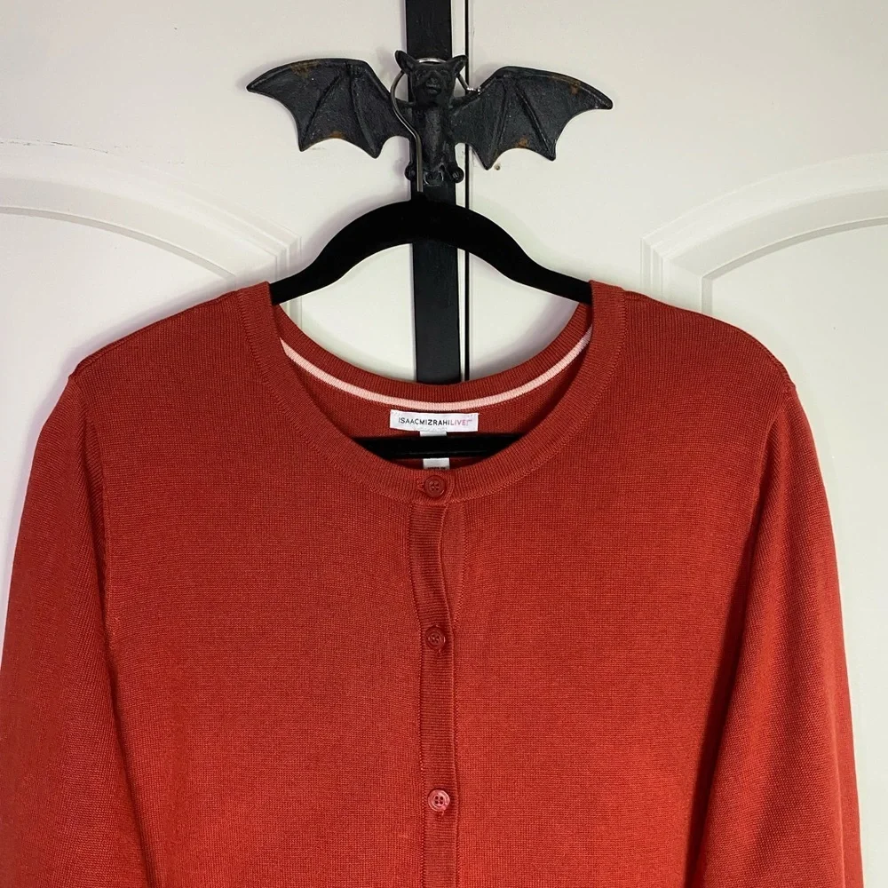 Isaac Mizrahi Orange Cardigan Sweater Button Down High Low Cut NWT size 1X - Picture 4 of 15